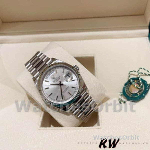 Rolex Day-Date 128239 0005 White Gold Silver Index Dial 36MM Unisex Replica Watch
