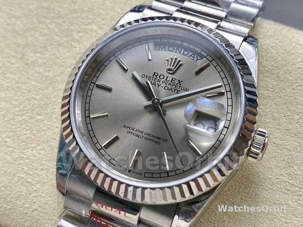Rolex Day-Date 128239 0005 White Gold Silver Index Dial 36MM Unisex Replica Watch