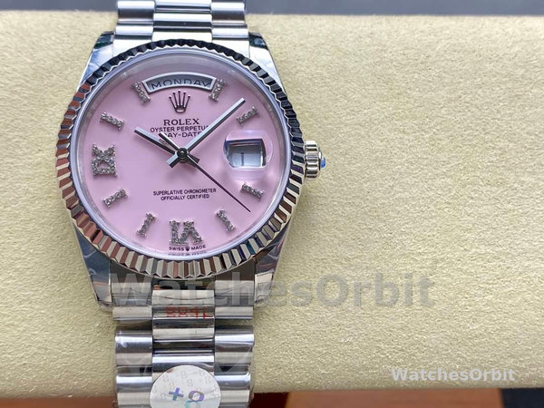 Rolex Day-Date 128239 White Gold Pink Opal Dial 36MM Unisex Replica Watch
