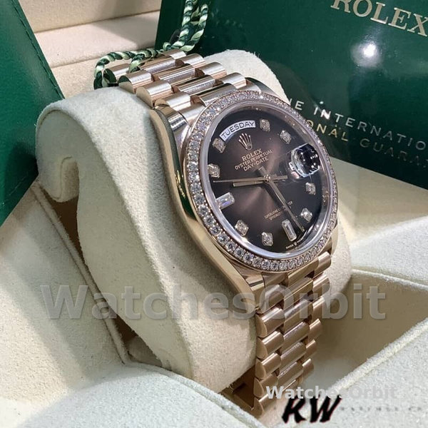 Rolex Day-Date 128345RBR Brown Ombre Dial Everose Gold 36MM Unisex Replica Watch