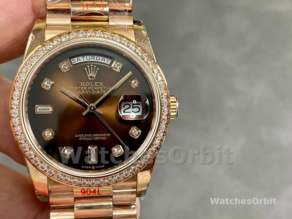 Rolex Day-Date 128345RBR Brown Ombre Dial Everose Gold 36MM Unisex Replica Watch