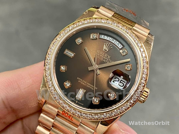 Rolex Day-Date 128345RBR Brown Ombre Dial Everose Gold 36MM Unisex Replica Watch