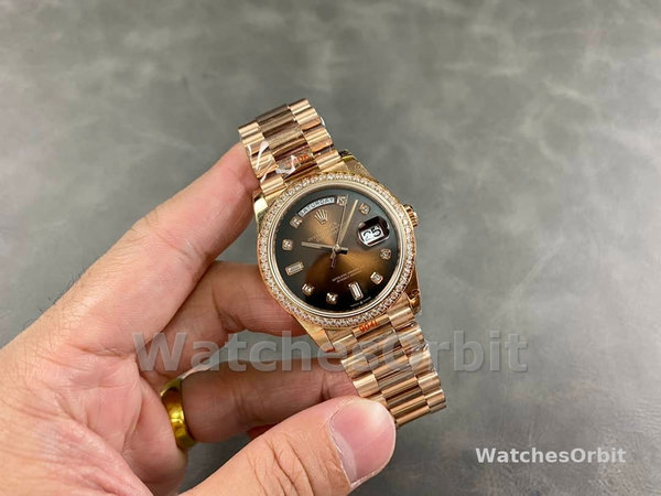 Rolex Day-Date 128345RBR Brown Ombre Dial Everose Gold 36MM Unisex Replica Watch