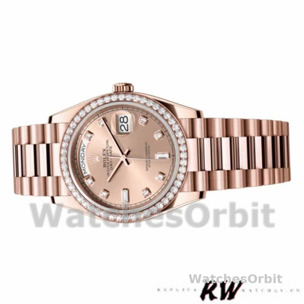 Rolex Day-Date 128345RBR Champagne Rose Dial Everose Gold 36MM Unisex Replica Watch
