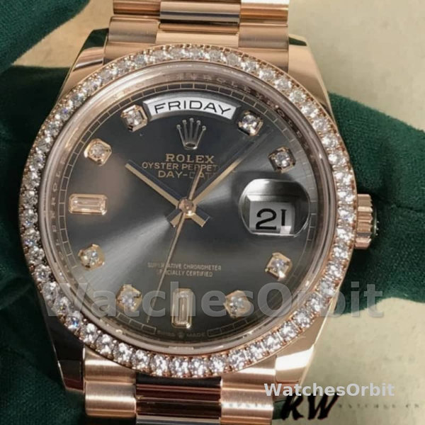 Rolex Day-Date 128345RBR Slate Dial Everose Gold 36MM Unisex Replica Watch
