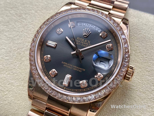 Rolex Day-Date 128345RBR Slate Dial Everose Gold 36MM Unisex Replica Watch