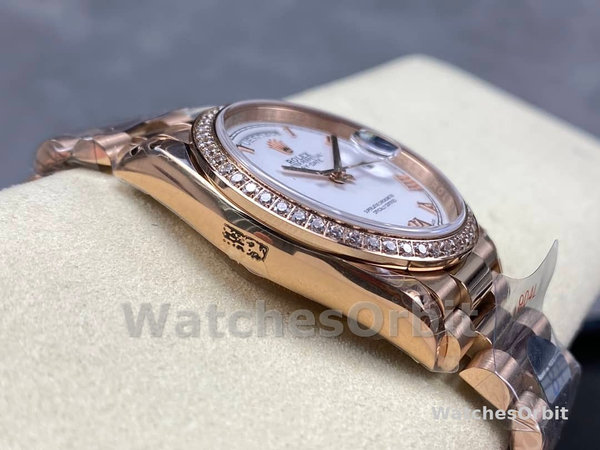 Rolex Day-Date 128345RBR White Dial Everose Gold 36MM Unisex Replica Watch