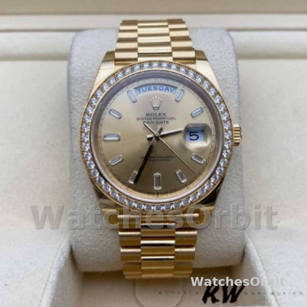 Rolex Day-Date 128348RBR Champagne Index Dial Yellow Gold 36MM Unisex Replica Watch