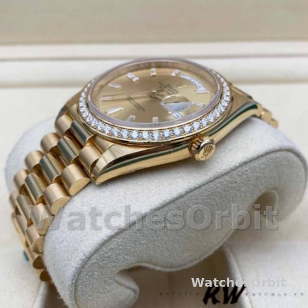 Rolex Day-Date 128348RBR Champagne Index Dial Yellow Gold 36MM Unisex Replica Watch