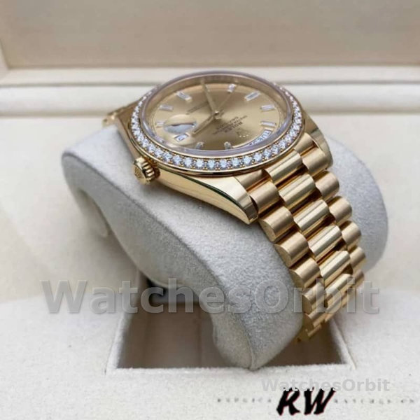 Rolex Day-Date 128348RBR Champagne Index Dial Yellow Gold 36MM Unisex Replica Watch