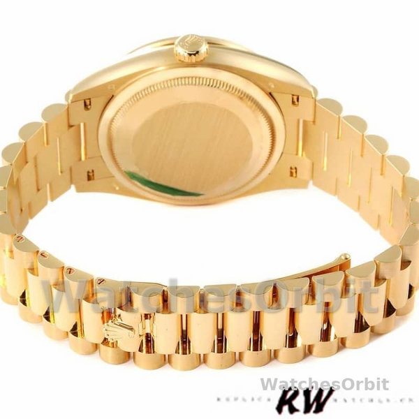 Rolex Day-Date 128348RBR Dark Grey Dial Yellow Gold 36MM Unisex Replica Watch