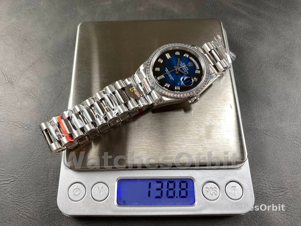 Rolex Day-Date 128349RBR 0010 Blue Ombre Dial Diamond Bezel 36MM Unisex Replica Watch