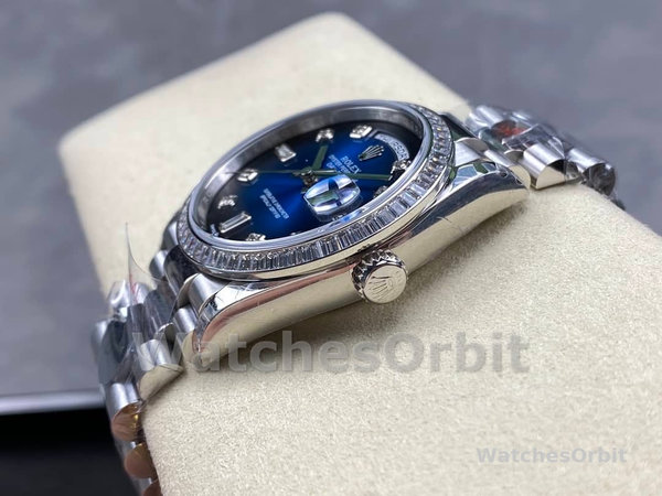 Rolex Day-Date 128349RBR 0010 Blue Ombre Dial Diamond Bezel 36MM Unisex Replica Watch