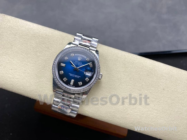 Rolex Day-Date 128349RBR 0010 Blue Ombre Dial Diamond Bezel 36MM Unisex Replica Watch