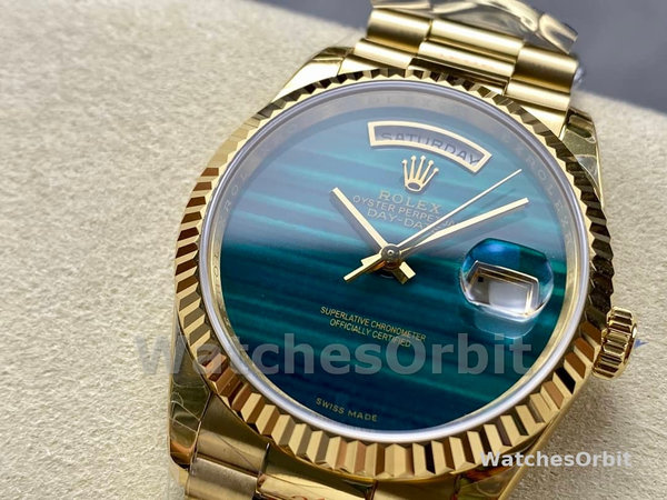Rolex Day Date 18038 Yellow Gold Tigers Eye Watch