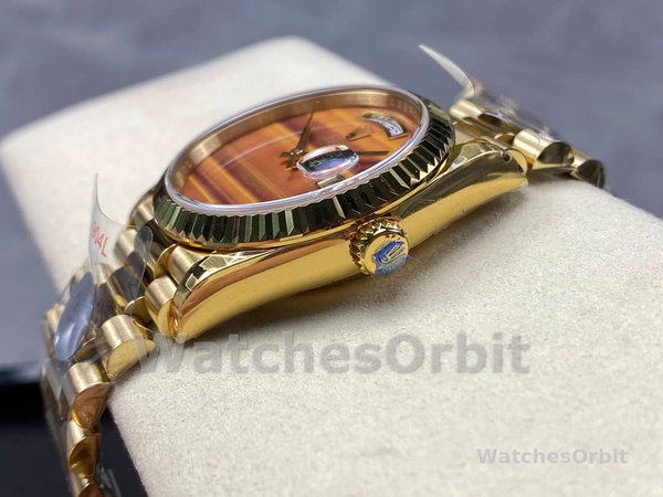 Rolex Day Date 18038 Yellow Gold Tigers Eye Watch