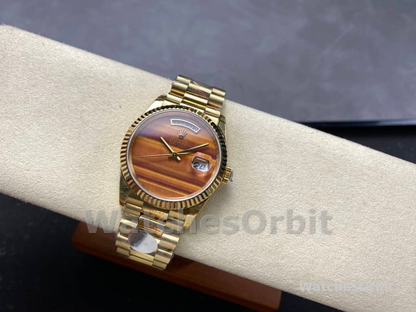 Rolex Day Date 18038 Yellow Gold Tigers Eye Watch