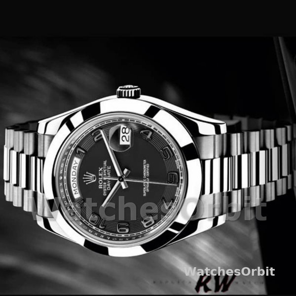 Rolex Day-Date 218206 Concentric Black Dial Platinum 41MM Mens Replica Watch