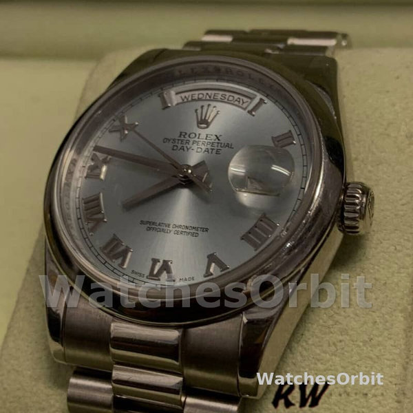 Rolex Day-Date 218206 Concentric Rhodium Grey Roman Numeral Dial Platinum 41MM Mens Replica Watch