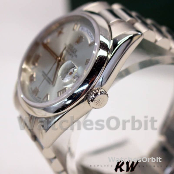 Rolex Day-Date 218206 Concentric Rhodium Grey Roman Numeral Dial Platinum 41MM Mens Replica Watch