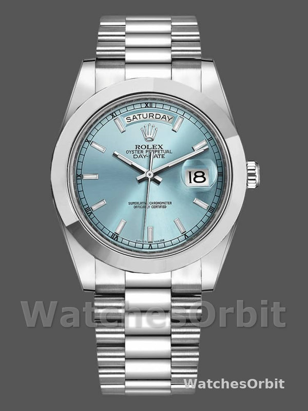 Rolex Day-Date 218206 Ice Blue Index Dial Platinum 41MM Mens Replica Watch