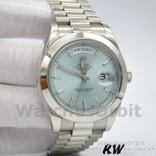 Rolex Day-Date 218206 Ice Blue Index Dial Platinum 41MM Mens Replica Watch