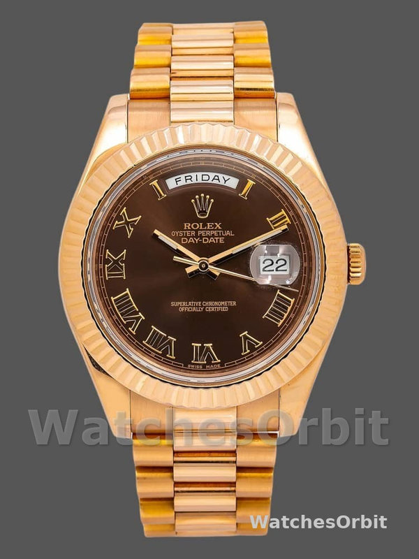 Rolex Day-Date 218235 Chocolate Brown Dial Rose Gold 41MM Mens Replica Watch