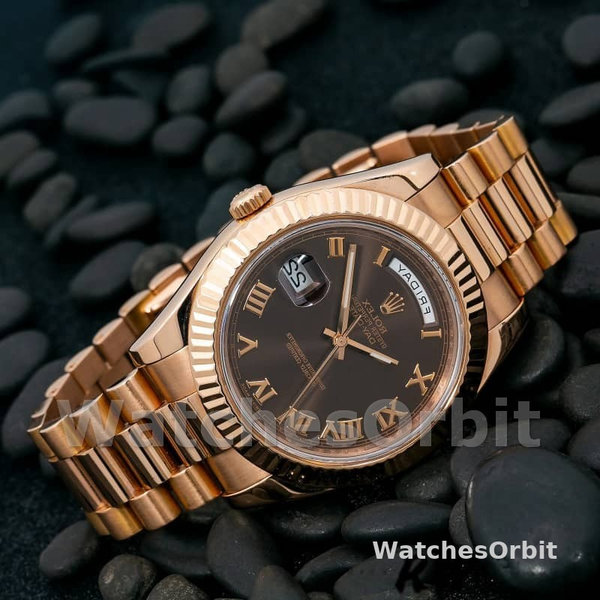 Rolex Day-Date 218235 Chocolate Brown Dial Rose Gold 41MM Mens Replica Watch