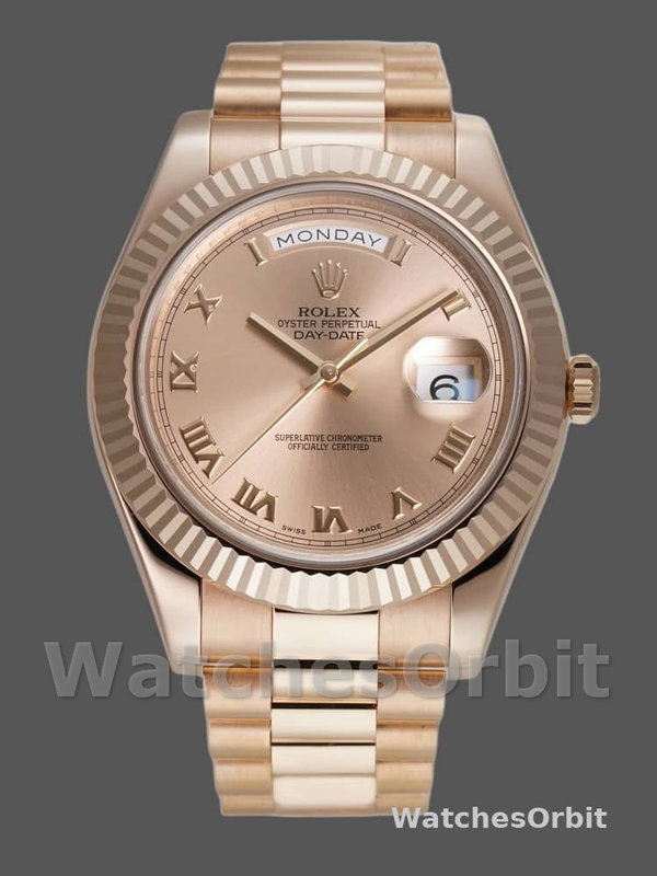 Rolex Day-Date 218235 Rose Roman Dial Rose Gold 41MM Mens Replica Watch