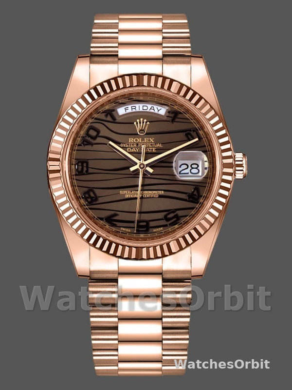Rolex Day-Date 218235 Wave Bronze Dial Rose Gold 41MM Mens Replica Watch