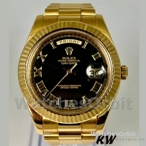 Rolex Day-Date 218238 Black Roman Numeral Dial Yellow Gold 41MM Mens Replica Watch
