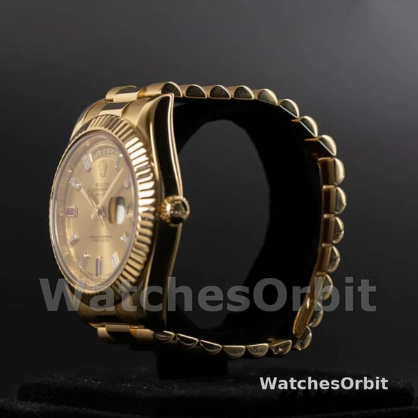 Rolex Day-Date 218238 Champagne Ruby Dial Yellow Gold 41MM Mens Replica Watch