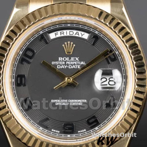 Rolex Day-Date 218238 Concentric Circle Black Dial Yellow Gold 41MM Mens Replica Watch