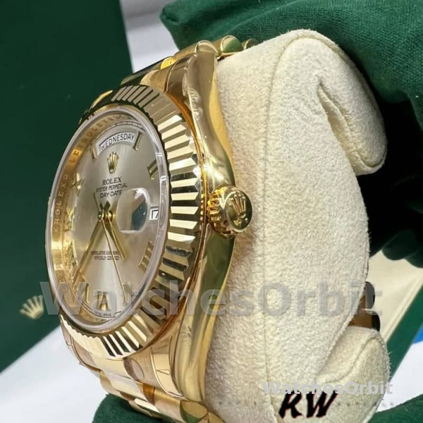 Rolex Day-Date 218238 Silver Roman Numeral Dial Yellow Gold 41MM Mens Replica Watch