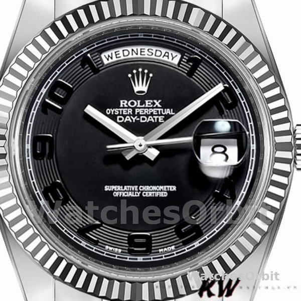 Rolex Day-Date 218239 Concentric Circle Black Dial White Gold 41MM Mens Replica Watch