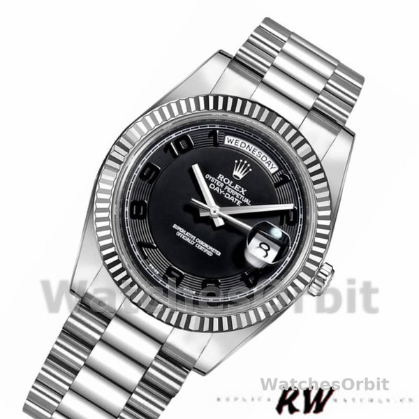 Rolex Day-Date 218239 Concentric Circle Black Dial White Gold 41MM Mens Replica Watch