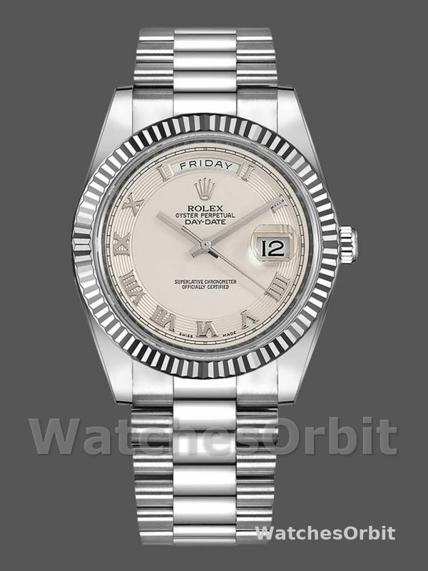 Rolex Day-Date 218239 Ivory Roman Numerals Dial White Gold 41MM Mens Replica Watch