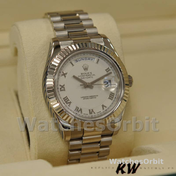 Rolex Day-Date 218239 Ivory Roman Numerals Dial White Gold 41MM Mens Replica Watch