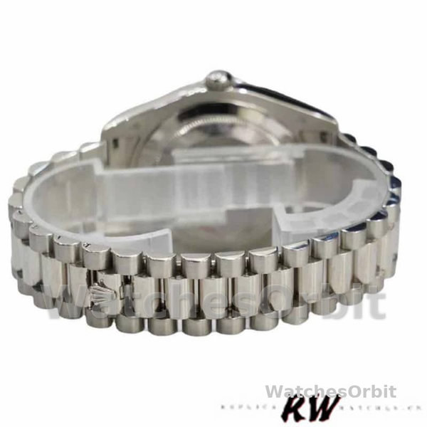 Rolex Day-Date 218239 Silver Roman Numerals Dial White Gold 41MM Mens Replica Watch