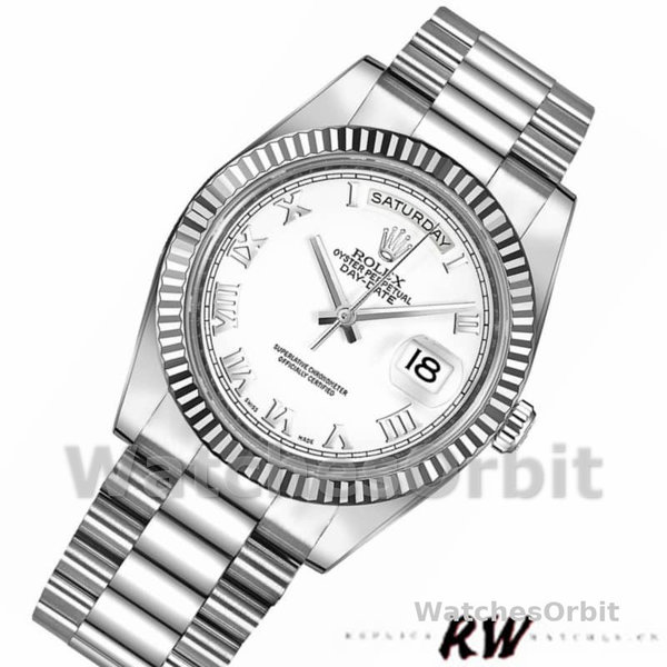 Rolex Day-Date 218239 White Roman Numerals Dial White Gold 41MM Mens Replica Watch