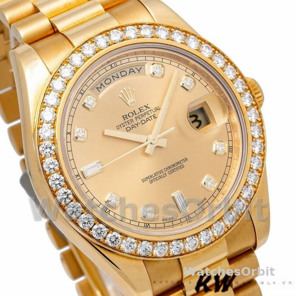 Rolex Day-Date 218348 Champagne Diamonds Dial 41MM Mens Replica Watch