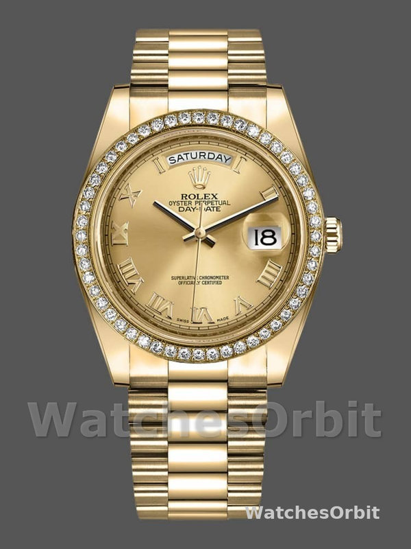 Rolex Day-Date 218348 Champagne Roman Dial 41MM Mens Replica Watch