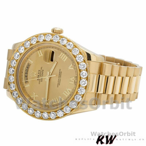 Rolex Day-Date 218348 Champagne Roman Dial 41MM Mens Replica Watch