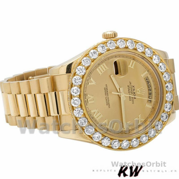Rolex Day-Date 218348 Champagne Roman Dial 41MM Mens Replica Watch
