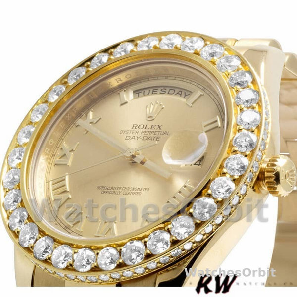 Rolex Day-Date 218348 Champagne Roman Dial 41MM Mens Replica Watch