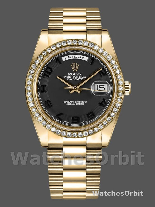 Rolex Day-Date 218348 Concentric Circle Black Dial 41MM Mens Replica Watch