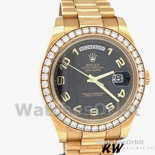 Rolex Day-Date 218348 Wave Black Dial 41MM Mens Replica Watch