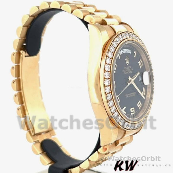 Rolex Day-Date 218348 Wave Black Dial 41MM Mens Replica Watch