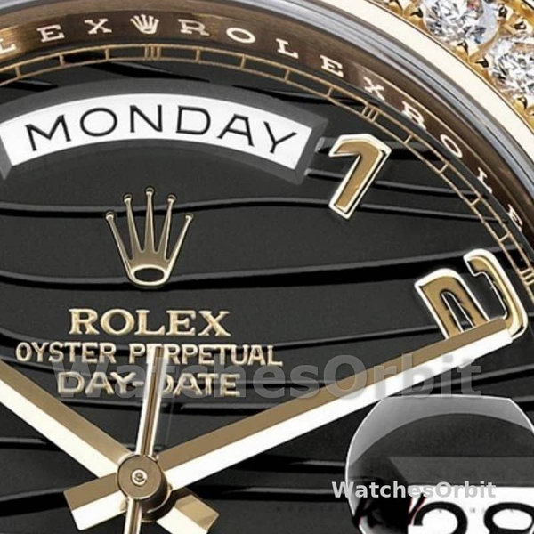 Rolex Day-Date 218348 Wave Black Dial 41MM Mens Replica Watch