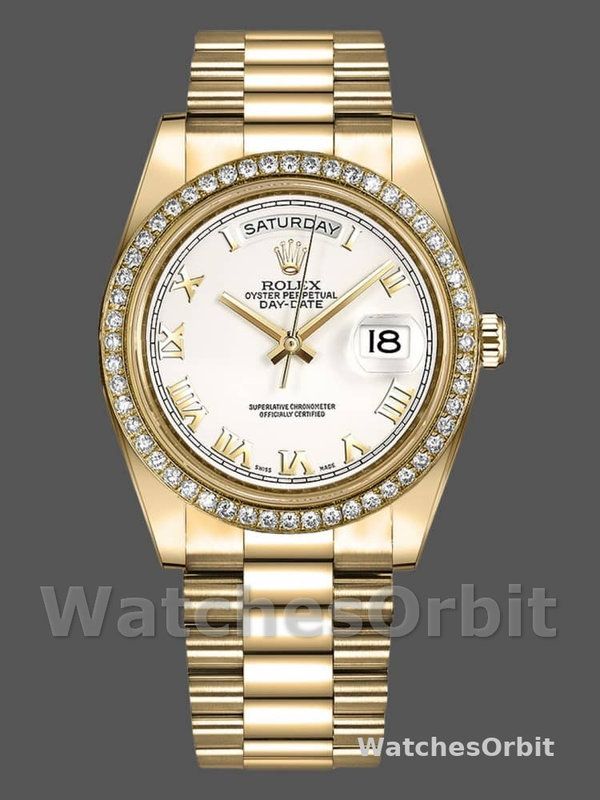 Rolex Day-Date 218348 White Roman Dial 41MM Mens Replica Watch